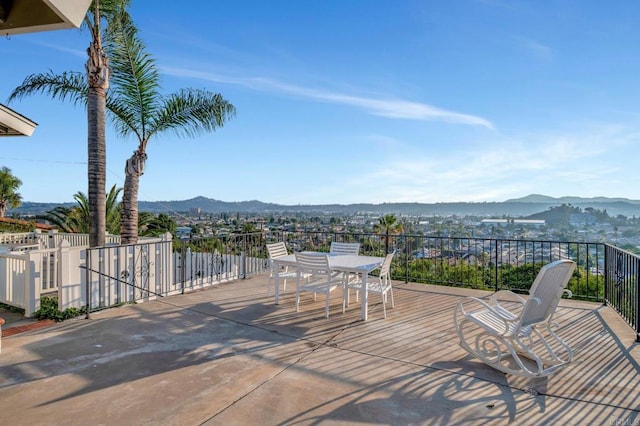 1106 Dawnridge Ave, El Cajon, CA 92021 - wooden terrace featuring a mountain view and outdoor dining space