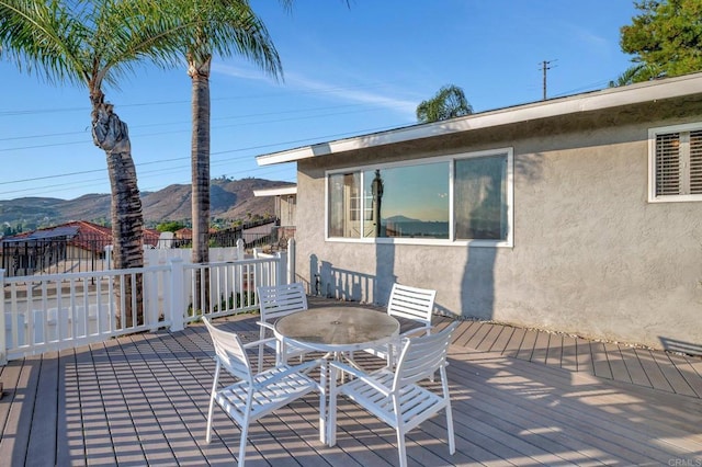 1106 Dawnridge Ave, El Cajon, CA 92021 - wooden terrace featuring outdoor dining area and a mountain view
