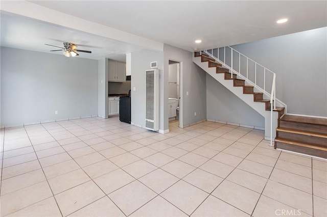 1270 W 9th St, Corona, CA 92882 - unfurnished living room with a heating unit, stairway, recessed lighting, and ceiling fan