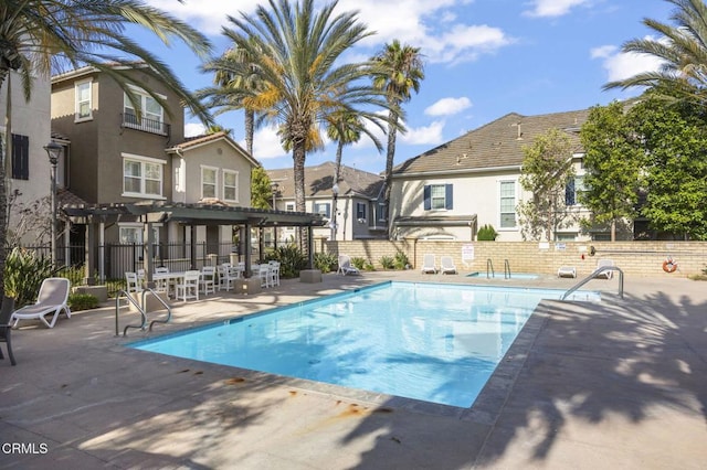 3366 Shadetree Way, Camarillo, CA 93012 - community pool featuring a pergola, a patio area, and a residential view