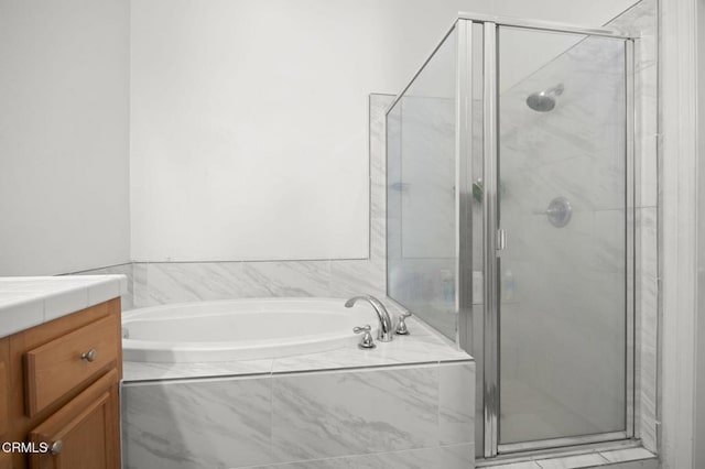 3366 Shadetree Way, Camarillo, CA 93012 - full bathroom featuring a garden tub, a shower stall, and vanity