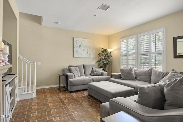 3366 Shadetree Way, Camarillo, CA 93012 - living room featuring stone finish flooring and stairs