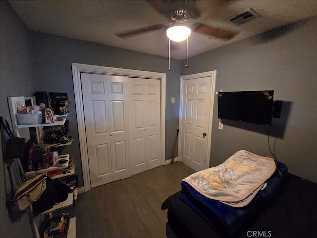 15768 Amar Rd, La Puente, CA 91744 - bedroom featuring dark wood-type flooring, a ceiling fan, and a closet