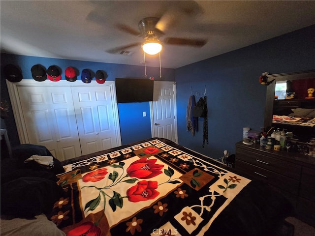 15768 Amar Rd, La Puente, CA 91744 - bedroom with a closet and a ceiling fan