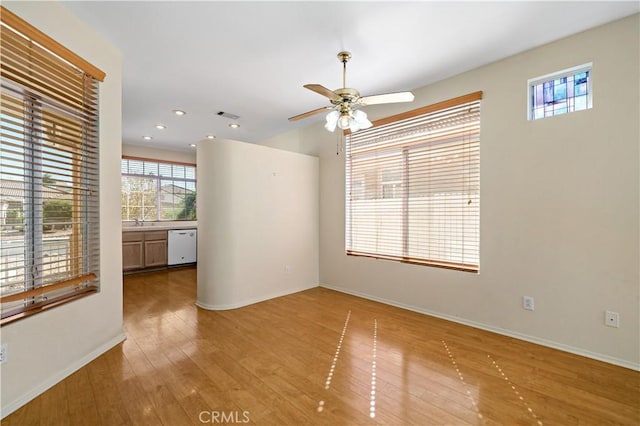 27812 Ruggie Rd, Menifee, CA 92585 - unfurnished room featuring ceiling fan, light wood finished floors, and recessed lighting