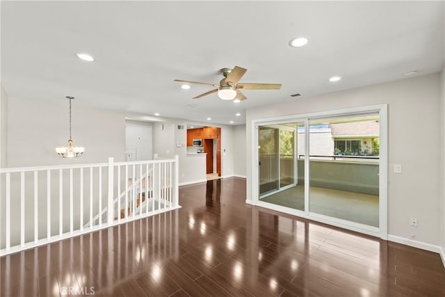 22271 Caminito Danubo, Laguna Hills, CA 92653 - empty room featuring recessed lighting, a chandelier, ceiling fan, and wood finished floors