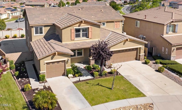 4069 Bristlecone Pine Ln, San Bernardino, CA 92407 - view of front facade with a residential view, stucco siding, and concrete driveway