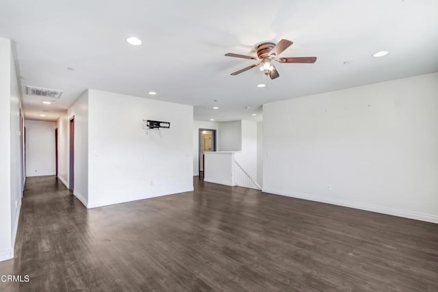 4069 Bristlecone Pine Ln, San Bernardino, CA 92407 - unfurnished room featuring ceiling fan, dark wood-style flooring, and recessed lighting