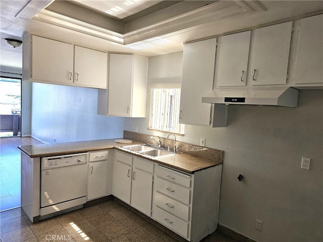 6801 Mammoth Ave Unit 6, Van Nuys, CA 91405 - kitchen featuring white dishwasher, under cabinet range hood, healthy amount of natural light, and a raised ceiling