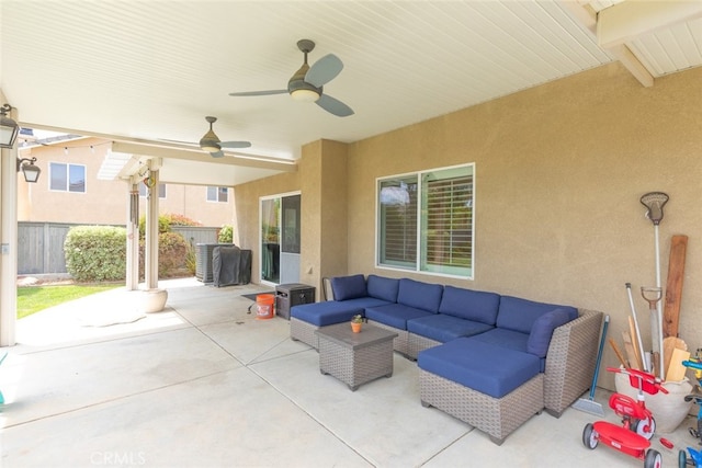 40433 Wgasa Pl, Temecula, CA 92591 - view of patio with an outdoor living space and a ceiling fan