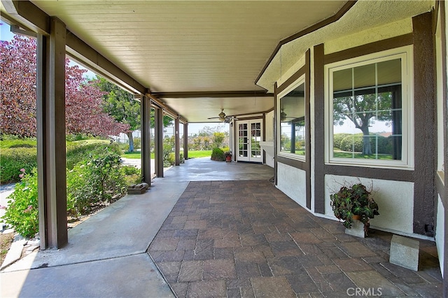 6735 Calais Ct, Riverside, CA 92506 - view of patio / terrace with french doors and a ceiling fan