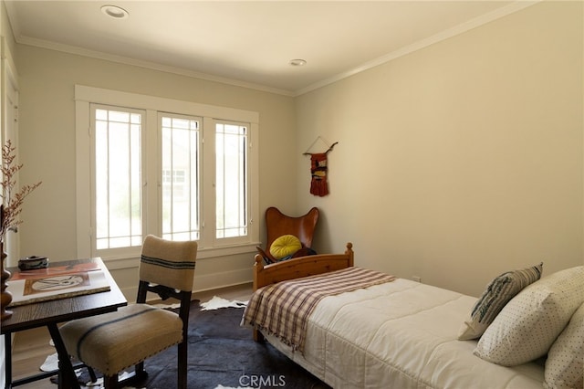 814 E Foothill Blvd, Monrovia, CA 91016 - bedroom featuring dark wood-type flooring, ornamental molding, and recessed lighting