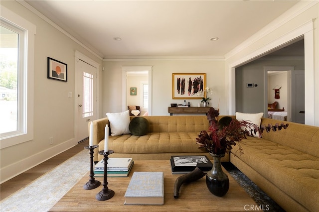 814 E Foothill Blvd, Monrovia, CA 91016 - living area featuring wood finished floors and ornamental molding