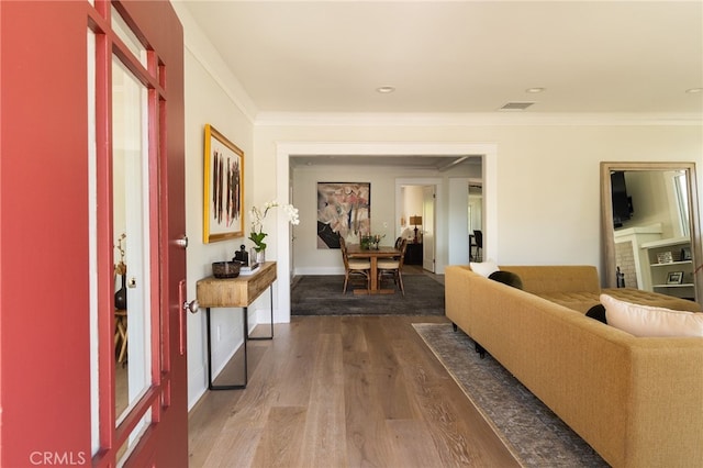 814 E Foothill Blvd, Monrovia, CA 91016 - hallway with ornamental molding and wood finished floors