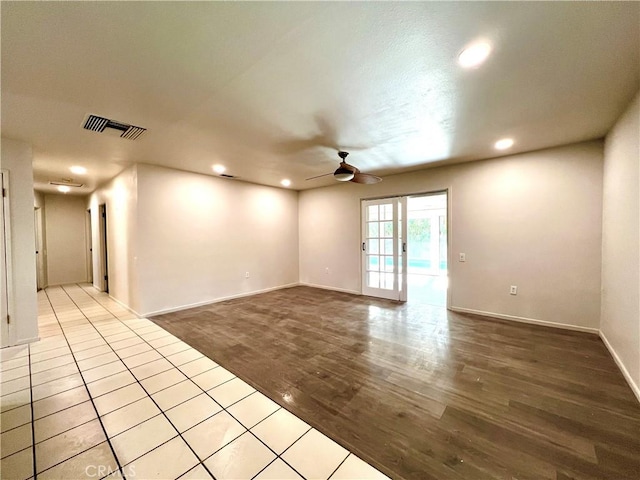 42915 Wisconsin Ave, Palm Desert, CA 92211 - spare room featuring a ceiling fan, recessed lighting, and wood finished floors