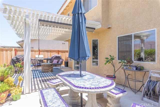 13100 Red Corral Dr, Corona, CA 92883 - view of patio / terrace with a pergola, outdoor lounge area, outdoor dining space, and a grill
