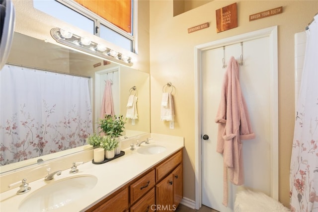 13100 Red Corral Dr, Corona, CA 92883 - full bathroom with double vanity and curtained shower
