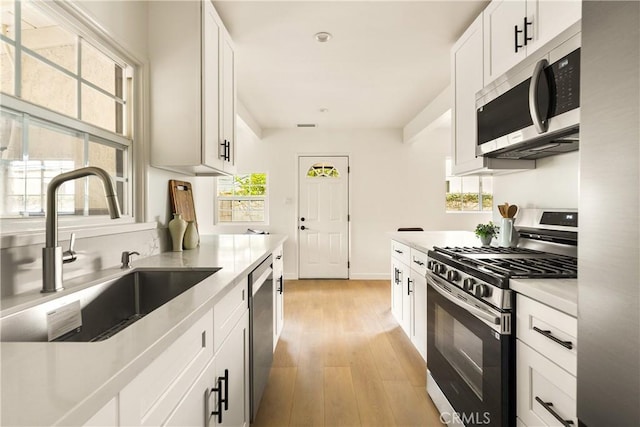 14519 Addison, Sherman Oaks, CA 91403 - kitchen featuring appliances with stainless steel finishes, healthy amount of natural light, light countertops, and light wood-style floors