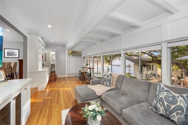 365 N Ivy Ave, Monrovia, CA 91016 - sunroom / solarium with plenty of natural light, wood finished floors, recessed lighting, and beam ceiling