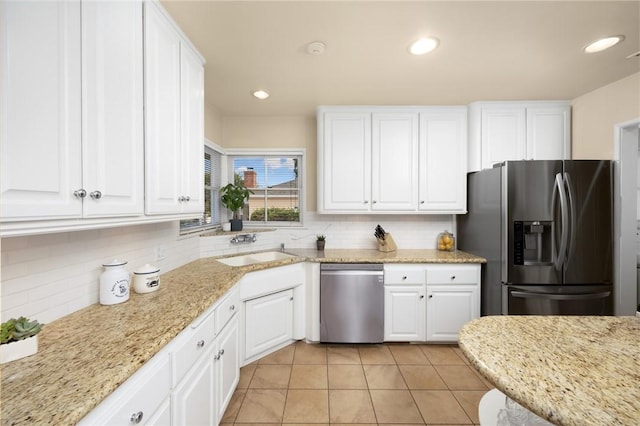365 N Ivy Ave, Monrovia, CA 91016 - kitchen with stainless steel appliances, backsplash, white cabinetry, and recessed lighting