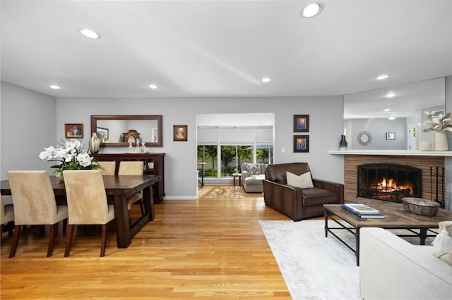 365 N Ivy Ave, Monrovia, CA 91016 - living room with light wood-type flooring, recessed lighting, and a fireplace