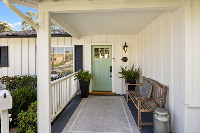 365 N Ivy Ave, Monrovia, CA 91016 - doorway to property featuring board and batten siding and covered porch
