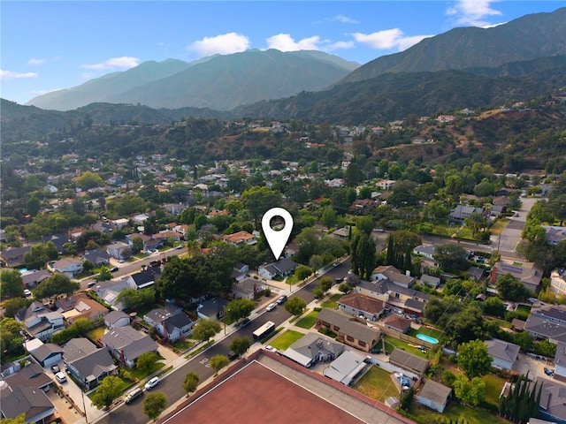 365 N Ivy Ave, Monrovia, CA 91016 - aerial overview of property's location with a mountain backdrop and nearby suburban area
