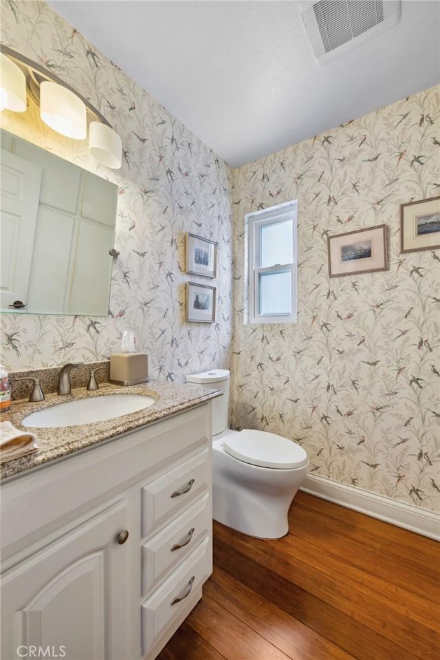 410 N Broadway Unit C, Redondo Beach, CA 90277 - bathroom with wood finished floors, vanity, and wallpapered walls