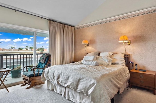 410 N Broadway Unit C, Redondo Beach, CA 90277 - carpeted bedroom with access to exterior and vaulted ceiling