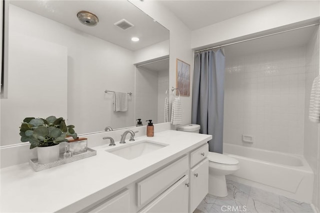4210 Via Arbolada Unit 105, Los Angeles, CA 90042 - bathroom featuring vanity, marble finish flooring, and shower / bath combo