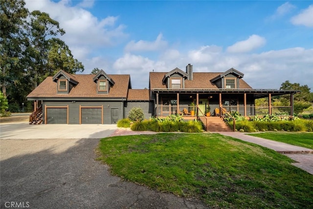 1186 Ramblin Rose Way, Arroyo Grande, CA 93420 - view of front of house featuring covered porch, a chimney, a front lawn, and stairs
