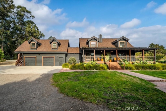 1186 Ramblin Rose Way, Arroyo Grande, CA 93420 - view of front of property with a porch, a front yard, a chimney, and stairway