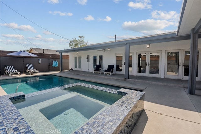 1954 Shipway Ave, Long Beach, CA 90815 - view of swimming pool with french doors, a patio area, and a pool with connected hot tub