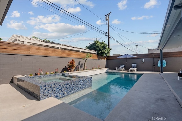 1954 Shipway Ave, Long Beach, CA 90815 - view of swimming pool featuring a fenced backyard, a patio, and a pool with connected hot tub