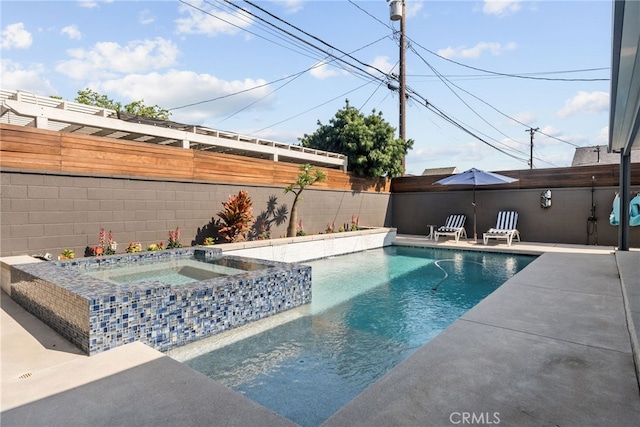 1954 Shipway Ave, Long Beach, CA 90815 - view of pool with a fenced backyard, a pool with connected hot tub, and a patio area