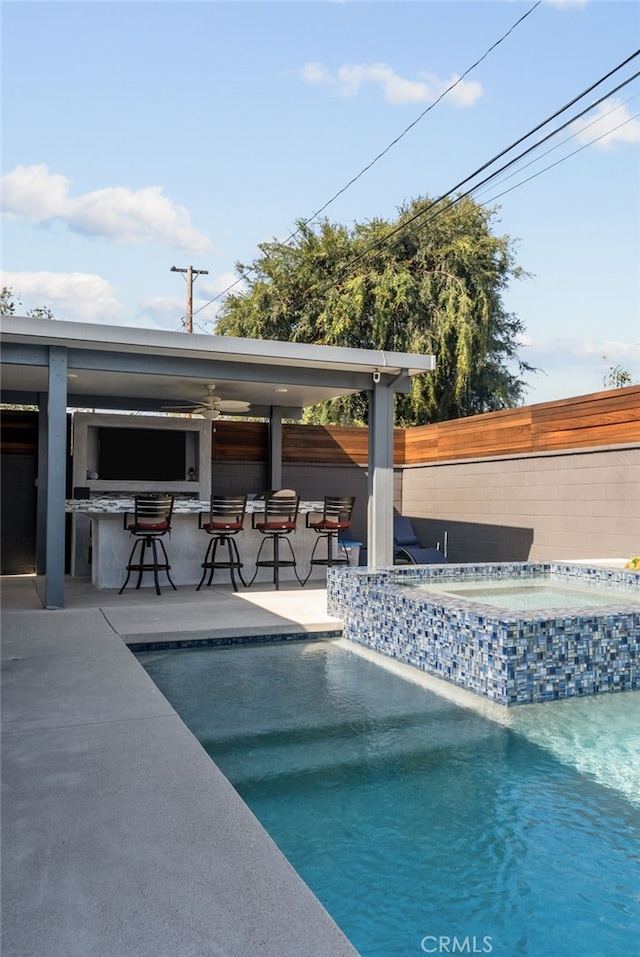 1954 Shipway Ave, Long Beach, CA 90815 - view of swimming pool featuring a pool with connected hot tub and a patio area