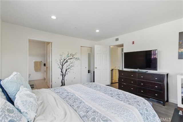 11445 Moorpark St Unit 12, Studio City, CA 91602 - bedroom with recessed lighting, wood finished floors, and connected bathroom