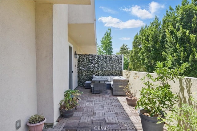 11445 Moorpark St Unit 12, Studio City, CA 91602 - view of patio / terrace featuring an outdoor living space