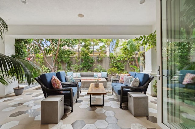 196 Coral Cove Way, Encinitas, CA 92024 - fenced backyard featuring outdoor lounge area and a patio area