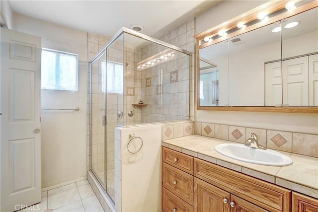 1636 Bentley Pl, Glendora, CA 91740 - bathroom featuring vanity, a shower stall, and tile patterned floors