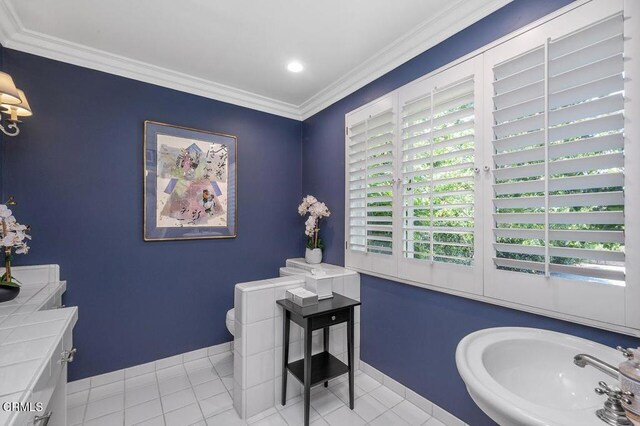 320 N San Rafael Ave, Pasadena, CA 91105 - bathroom featuring tile patterned floors and crown molding