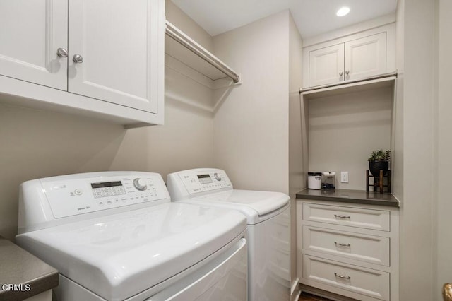 320 N San Rafael Ave, Pasadena, CA 91105 - laundry area with washing machine and clothes dryer, cabinet space, and recessed lighting