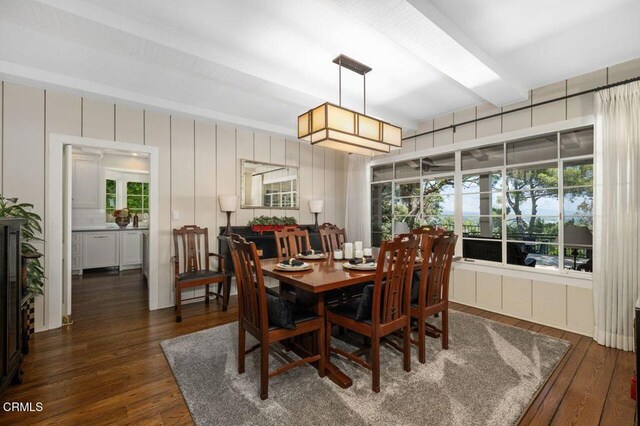 320 N San Rafael Ave, Pasadena, CA 91105 - dining space with beam ceiling and hardwood / wood-style flooring