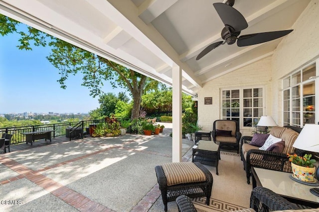320 N San Rafael Ave, Pasadena, CA 91105 - view of patio with a ceiling fan and an outdoor living space