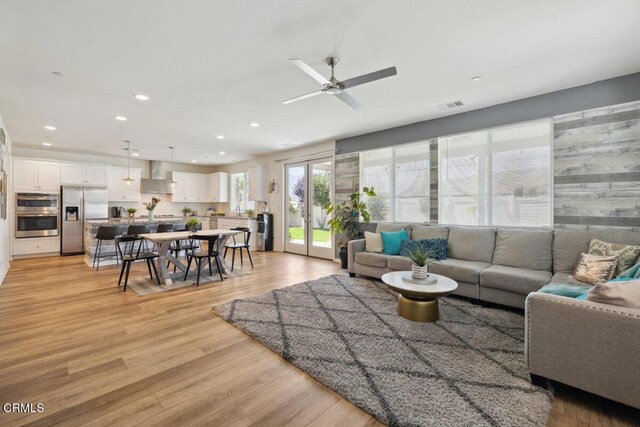 113 Azalea St, Fillmore, CA 93015 - living area with recessed lighting, a ceiling fan, and light wood-style floors