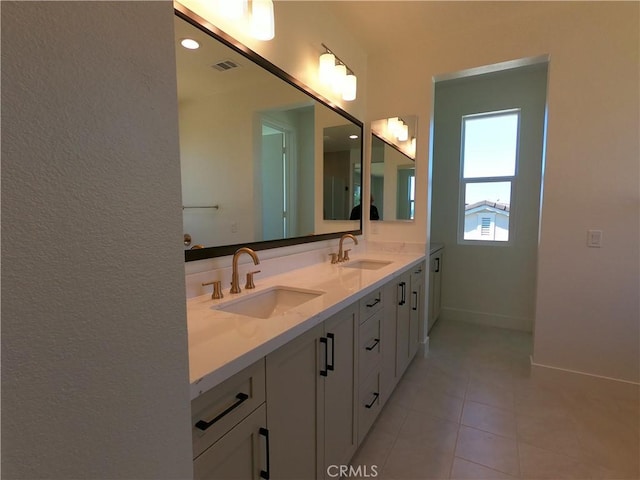 39460 Chamise St, Temecula, CA 92591 - bathroom with double vanity and tile patterned floors