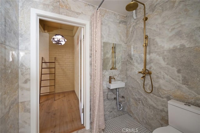 3233 Tareco Dr, Los Angeles, CA 90068 - full bath featuring a tile shower and wood finished floors