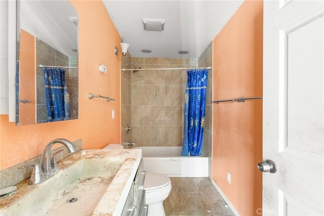 475 Fair Acres, Landers, CA 92285 - bathroom with vanity, shower / tub combo with curtain, and tile patterned flooring