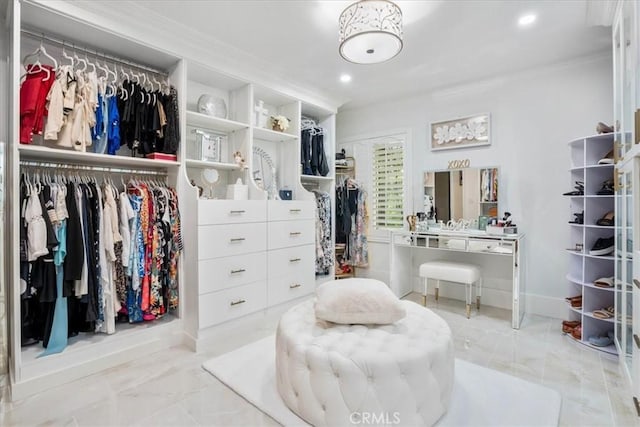 10920 Beechwood Dr, Rancho Cucamonga, CA 91737 - walk in closet featuring marble finish flooring