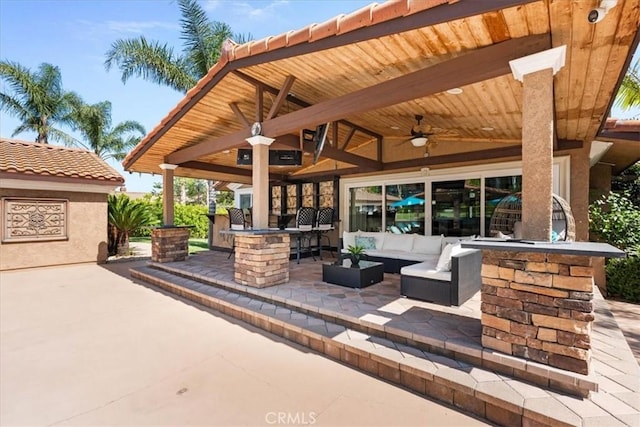 10920 Beechwood Dr, Rancho Cucamonga, CA 91737 - view of patio / terrace featuring ceiling fan and an outdoor living space